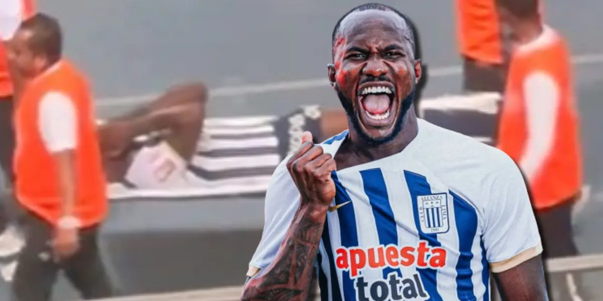 Cecilio Waterman saliendo en camilla tras su lesión en el partido