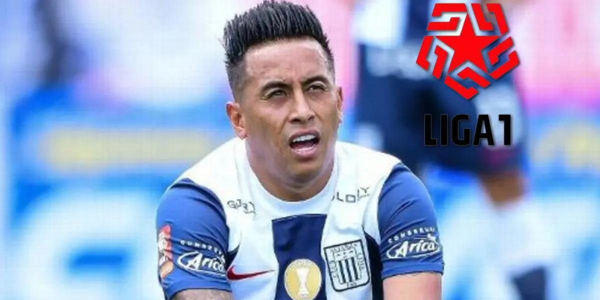 Christian Cueva y el logo oficial de la Liga 1