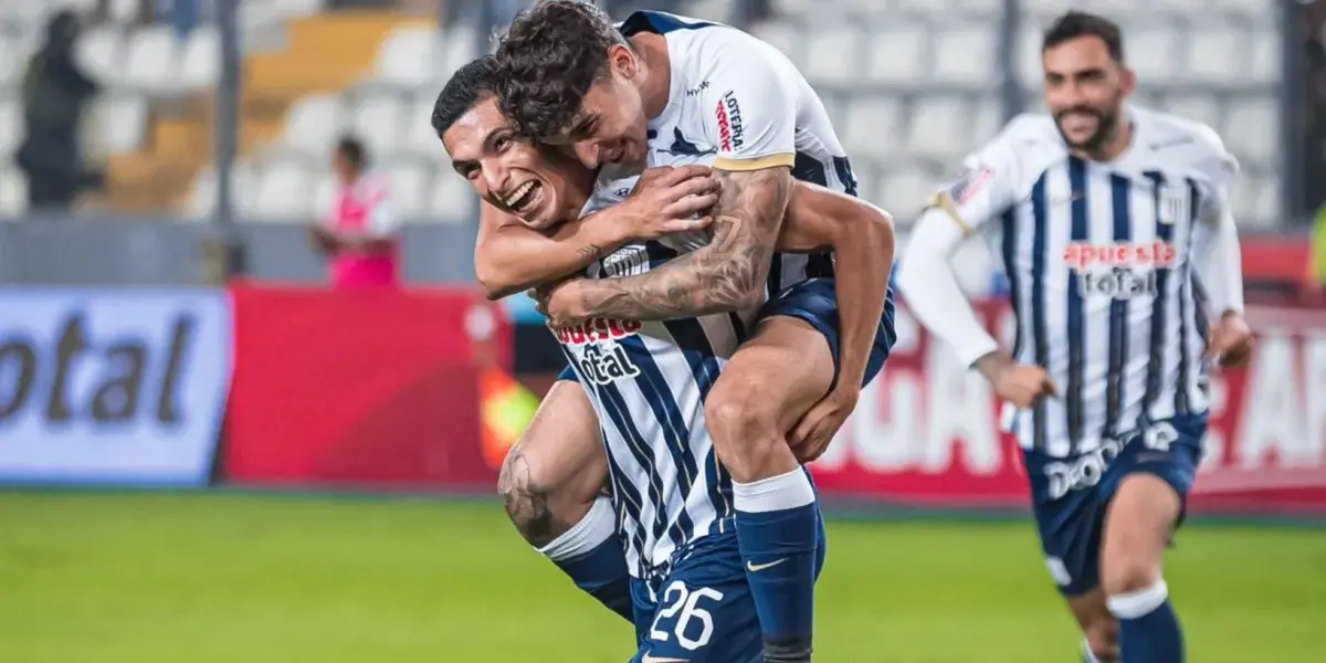Kevin Serna y Franco Zanelatto celebrando el gol de Alianza Lima